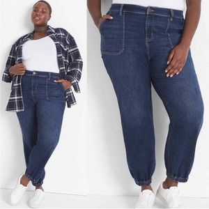Lane Bryant Signature Fit Cozy Boyfriend Jogger Jean Dark Wash Size 22